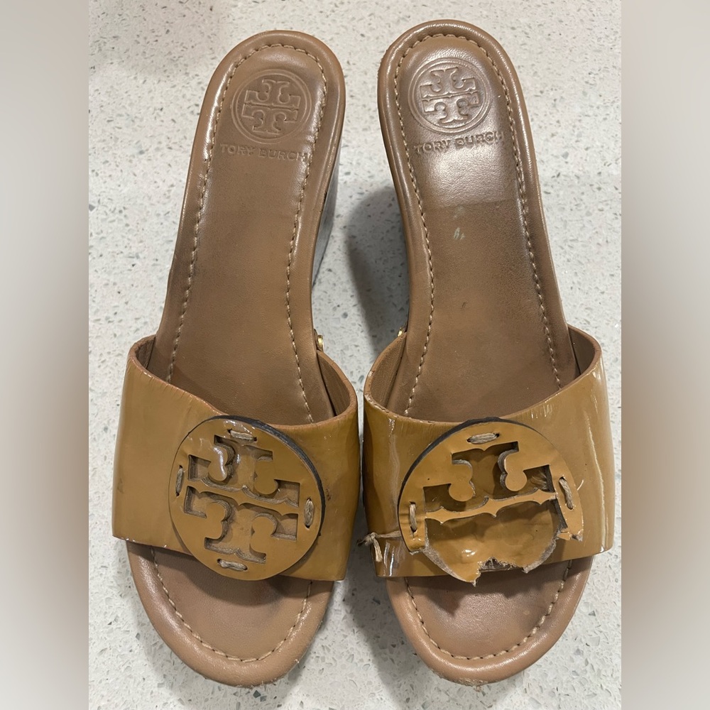 Tory Burch heeled wedge sandals size 6